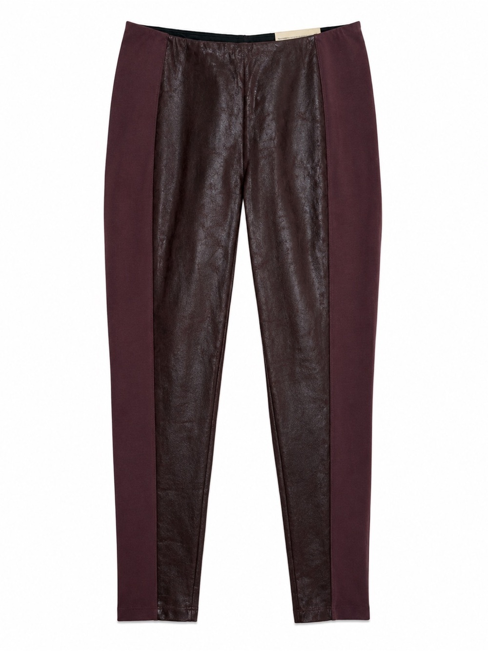 Soft Surroundings Mixed Media Faux Leather Ankle Leggings deep plum/burgundy M - Picture 1 of 8